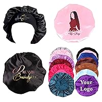 Customize Satin Bonnet Hair Care Silk Bonnet for Sleeping, 10 PCS Private Logo Bonnet Cap Hair Wrap Cap for Black Women