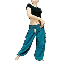 Women Harem Pants Aladdin Pants Thai Cotton Pants Unisex Trouser (21 petrol)