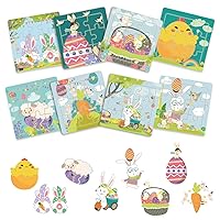 8pcs Easter Wooden Puzzles, Cute Colorful Bunny Egg Chicks Carrots Gnome Montessori Easter Jigsaw Puzzles Toy for Toddlers Boys Girls Easter Basket Stuffers Party Favors Gift