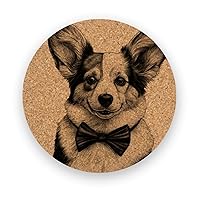 Pembroke Welsh Corgi, Coasters, Set of 6, Cork Coasters with Holder, Absorbent Coasters for Dog Lovers, Personalized Drink Coasters - CA031