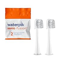 Waterpik Genuine Compact Replacement Brush Heads With Covers for Sonic-Fusion Flossing Toothbrush SFRB-2EW, 2 Count White