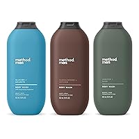 Method Men Body Wash Variety Pack - 3 Scents - Glacier + Granite, Sandalwood + Vetiver, Juniper + Sage - 18 fl oz Each