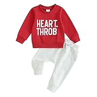 Toddler Baby Boy Girl Valentines Day Outfit Sweatshirt Tops Pants Kids Infant Fall Winter Clothes