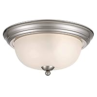 Joel Modern 2-Light Flush Mount Ceiling Light Fixture with Etched Glass Shade for Hallway, Entryway, Passway, Dining Room, Bedroom, Garage, Kitchen, Balcony, Living Room, Bulbs Not Included