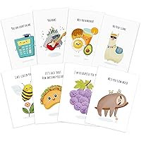 T MARIE 24 Funny Note Cards and 40 Funny Postcards Bundle - Punny Puns Thinking of You Pack for Friends, Kids, Students, and More - Say Hello, Thank You or I Miss You with Hilarious Animals