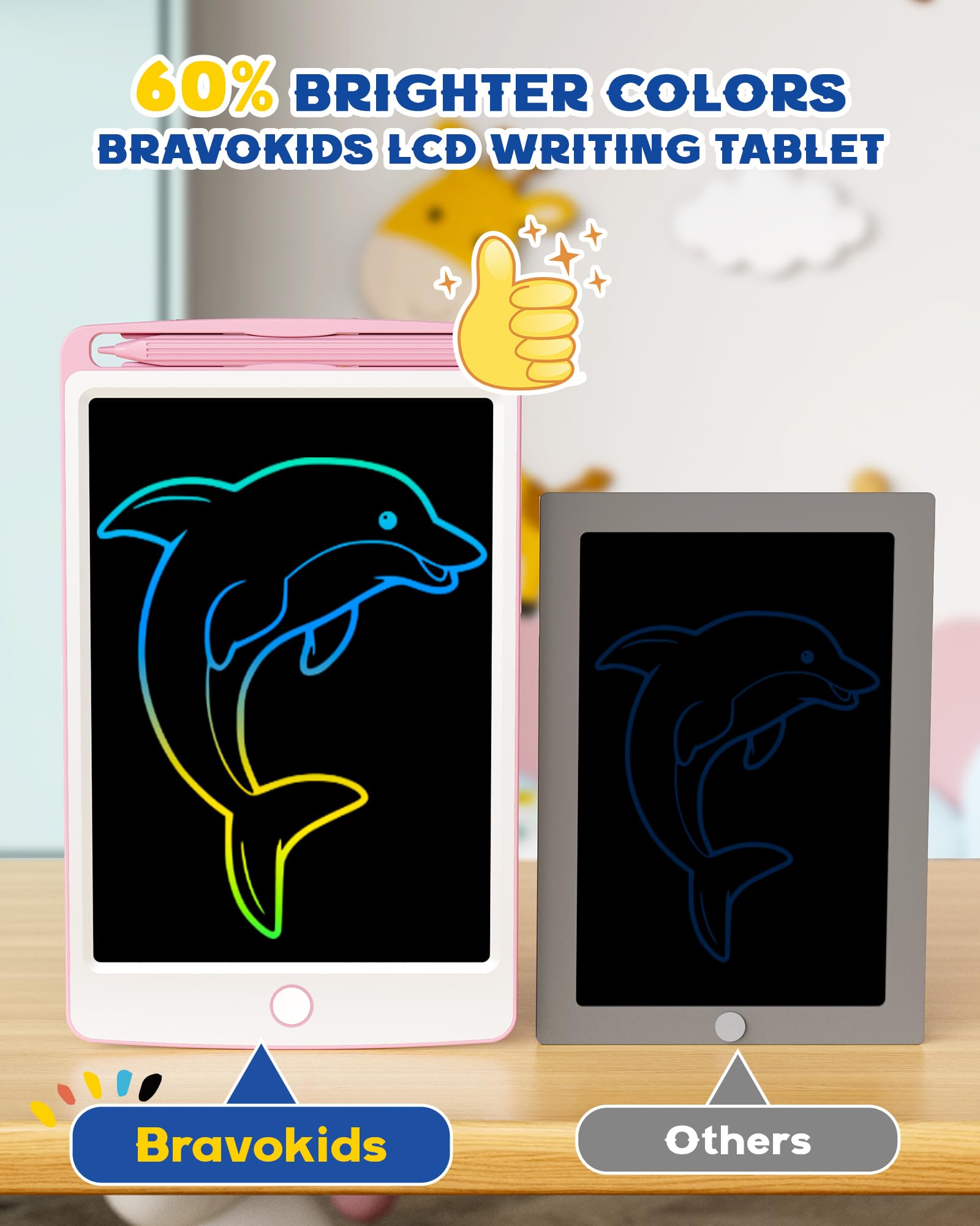 bravokids Kids Toys 2 Pack 8.5 Inch LCD Writing Tablet for Kids and Pink 10 Inch Doodle Board