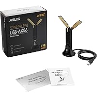 ASUS WiFi 6 AX1800 USB WiFi Adapter (USB-AX56) - Dual Band WiFi 6 Client, 2x2 Support, Gaming & Streaming, Plug-and-Play, WPA3 Network Security, MU-MIMO, Beamforming, Black