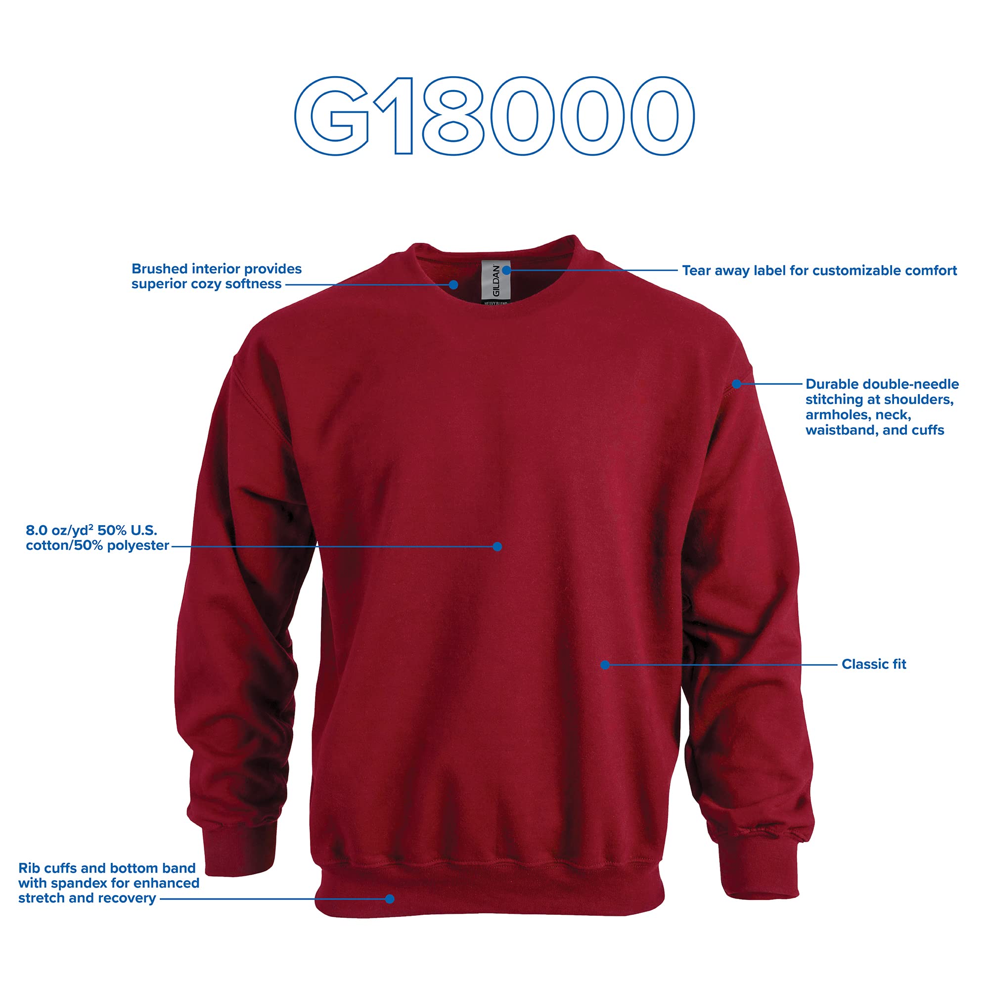 Gildan Fleece Crewneck Sweatshirt, Style G18000
