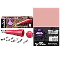 Speedball Rubber Carving Block Stamp Making Kit with Lino Cutter Tools for Linoleum Printmaking, Printing