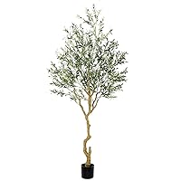 Tall Faux Olive Tree，8ft（96in） Realistic Potted Silk Artificial Olive Tree， Fake Olive Trees Indoor with Green Leaves and Big Fruits for Home Office Living Room Stairs Patio Decor.