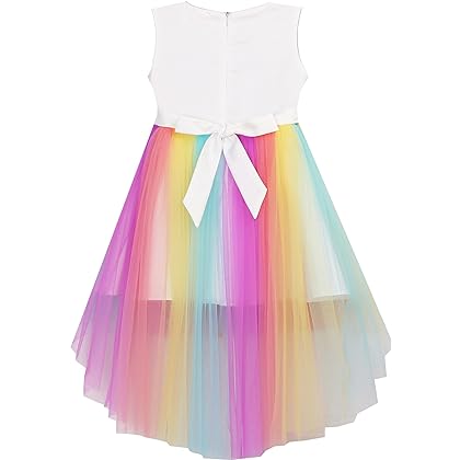 Sunny Fashion Flower Girls Dress Unicorn Rainbow Pageant Princess Party