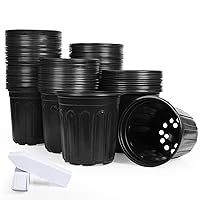 JERIA 100-Pack 1 Gallon Flexible Plant Nursery Pots with 100Pcs Plant Labels,Thickened Soft Plastic Seedling Pots,Seed Starting Pot Flower Plant Container for Succulents，Seedlings