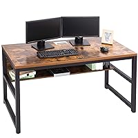 TOPSKY Computer Desk with Bookshelf/Metal Hole Cable Cover 1.18