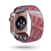 for Apple Watch Bohemia Elastic Nylon Loop Band 38/40mm 42/44mm Series 7/6/5/4/3/2/1 Man Women Watch Band (Color : Red Gray, Size : 42mm-44mm)