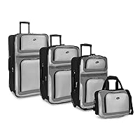 U.S. Traveler New Yorker Lightweight Softside Expandable Travel Rolling Luggage, Grey, 4-Piece Set (15/21/25/29)