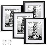Nacial Picture Frames 11x14 Set of 4, Black Photo Frame, Display 8x10 Photo with Mat and 11x14 photo without Mat, Picture Frames Collage for Wall