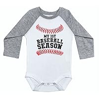 Baseball Long Sleeve Raglan Baby Onesie/MY FIRST BASEBALL SEASON/Unisex