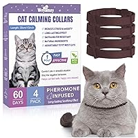 4 Pack Calming Collar for Cats, Adjustable Cat Calming Collar for Cat Anxiety Relief, Cat Pheromones Collar, Water-Resistant & Breakaway Calming Cat Collars, Long-Lasting 60 Days, Brown