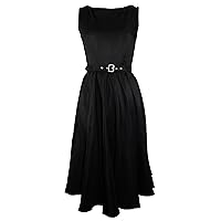 XS, SM, LG, XL or XXL - Audrey - Black 40s 50s Lindy Hop Retro Prom LBD Belted Satin Dress