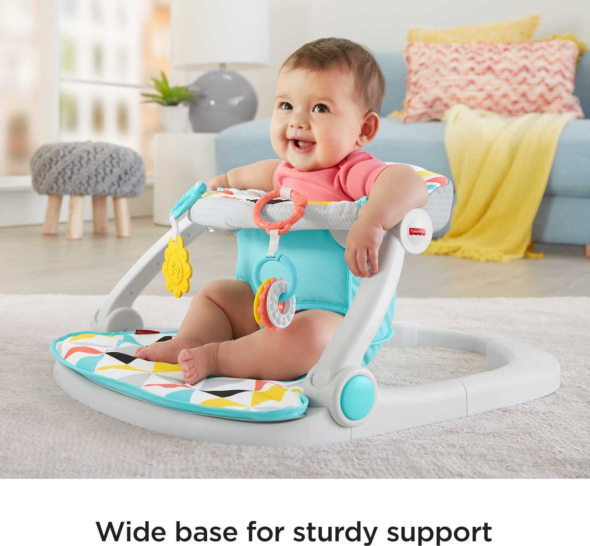Fisher-Price Portable Baby Chair Sit-Me-Up Floor Seat with Developmental Toys & Machine Washable Seat Pad, Windmill