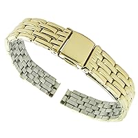 10mm T&C Stainless Solid Link Gold Tone Push Open Clasp Shiny Watch Band Ladies