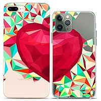 Matching Couple Cases Compatible for iPhone 15 14 13 12 11 Pro Max Mini Xs 6s 8 Plus 7 Xr 10 SE 5 Print Red Friends Low Poly Flexible Abstract Geometric Heart Clear Cover Slim fit Art Design