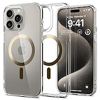Spigen Magnetic Ultra Hybrid MagFit Designed for iPhone 15 Pro Max Case, [Compatible with MagSafe] [Anti-Yellowing] [Military-Grade Protection] (2023) - Gold