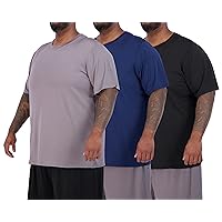 Real Essentials 3 Pack: Men’s Big & Tall Tech Stretch Long-Sleeve & Short-Sleeve Dry-Fit T-Shirt (3XT-5XT)