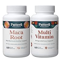Pattern Wellness 2-Pack Multivitamin & Maca Root Supplements - One A Day Dietary Supplement - Whole Body Health - 120 Vegan Capsules