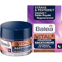 Balea Vital+ Rich Oil-Cream for Face - For Very Mature (Ages 50+ to 70+) and Very Dry Skin- with Camellia Oil, Shea Butter, Calcium & Soy Proteins - No Ethanol Alcohol / Not Tested on Animals / Vegan - 50ml