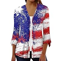 Independence Day Women's Tops Seven Sleeve Women's Blouses Sexy Women's T-Shirts Printed Women's Cardigans 2024