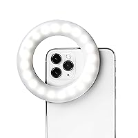 Selfie One - Rechargeable Ring Light Clip-on for iPhone, Android, Tablet, and Laptop Camera Photography and Videography | 3 Adjustable Light Modes | Beauty and Influencer Selfie Ring Light