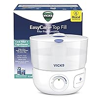 Vicks EasyCare+ Top Fill Filter-Free Cool Mist Humidifier, Small Room–For Vapors 2 Ways –Works with Vicks VapoPads and VapoSteam, White