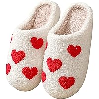 Valentines Heart Slippers For Women Men Perfect Valentines Day Gift Cute Cozy Bedroom Slippers Comfy Warm Soft Fuzzy Plush Slip-On House Shoes,Red Little Heart