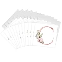 3dRose Greeting Cards - Pretty Pink Floral and Babies Breath Monogram Initial C - 12 Pack - Floral Monograms