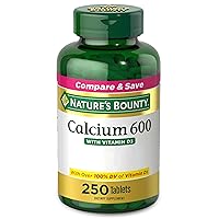 Nature's Bounty Calcium Carbonate & Vitamin D, Supports Immune Health & Bone Health, 600mg Calcium & 800IU Vitamin D3, 250 Tablets