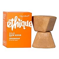 Ethique Gingersnap - Gentle Natural Solid Face Scrub - Exfoliating Face Cleanser for All Skin Types -Vegan, Eco-Friendly- Zero-Waste, Plastic-Free, Cruelty-Free, 3.53 oz (Pack of 1: 4 bars)