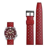 Premium-Grade Tropic Fluorine Rubber watchband for Seiko SRP777J1 SKX Watch Band Diving Waterproof Bracelet 20 22mm Straps (Color : Red Black, Size : 20mm)