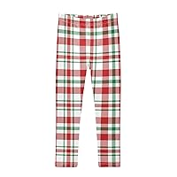Plaid Leggings for Girls Stretch Pants Soft Girls Leggings Ankle Length Leggings for Kids Toddler 4-10 Years