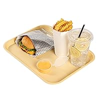 Restaurantware RW Base 10 x 14 Inch Fast Food Tray 1 Sturdy Cafeteria Lunch Tray - Lightweight No Slip Beige Plastic Serving Tray Rounded Corners for Restaurants Or Dinner Service