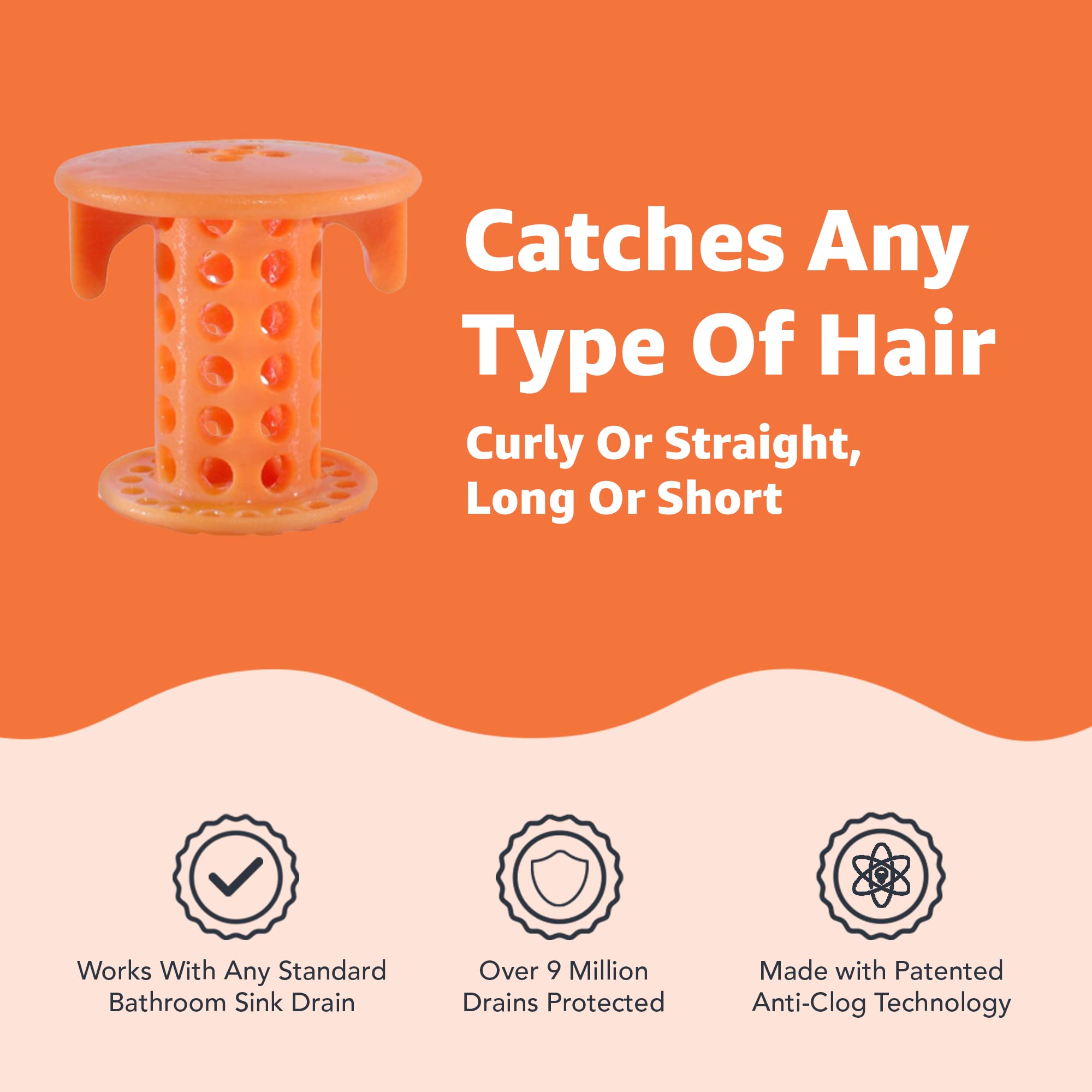 SinkShroom The Revolutionary Sink Drain Protector Hair Catcher/Strainer/Snare, Orange