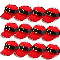 12 Pcs Christmas Baseball Cap Santa Hats Adjustable Adult Xmas Christmas Caps for Men Women Teens Holiday Sports Funny Golf Hat