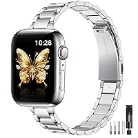 WFEAGL Thin Metal Bands Compatible with Apple Watch Band 38mm 40mm 41mm 42mm 44mm 45mm 49mm for Women, Slim Stainless Steel Chain Replacement Wristbands for iWatch Ultra SE Series 9 8 7 6 5 4 3 2 1