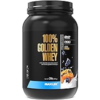 Maxler 100% Golden Whey Protein - 24g of Premium Whey Protein Powder per Serving - Pre, Post & Intra Workout - Fast-Absorbing Whey Hydrolysate, Isolate & Concentrate Blend - Blueberry Muffin 2 lbs