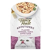 Purina Fancy Feast Appetizers Grain Free Cat Food Flaked Tongol Tuna Appetizer Lickable Cat Food Topper - (Pack of 10) 1.1 oz. Trays