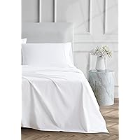 Luxury Cotton 400 Thread Count Ultimate Cotton Percale 4-Piece Sheet Set, Queen, Arctic White