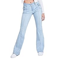YMI Women's Junior Cargo Flare Jean with Side Pockets