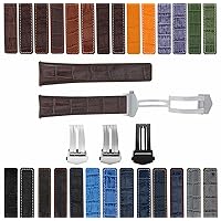 Ewatchparts 19-20-21-22MM LEATHER WATCH BAND STRAP COMPATIBLE WITH TAG HEUER CARRERA DEPLOYMENT CLASP