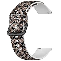 band, Compatible with Fossil Women's Gen 5E 42mm / Gen 6 42mm / Venture Gen 4 HR/Gen 3 (Geometric Strips Leopardfabric Textileillustratio.Jpg) 18mm Soft Silicone Sports Bracelet