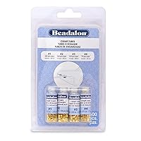 Beadalon Crimp Tube Assorted Sizes Variety Pack Gold Color - 600 pcs, Size 1, 2, 3, 4, for Jewelry Making & Beading